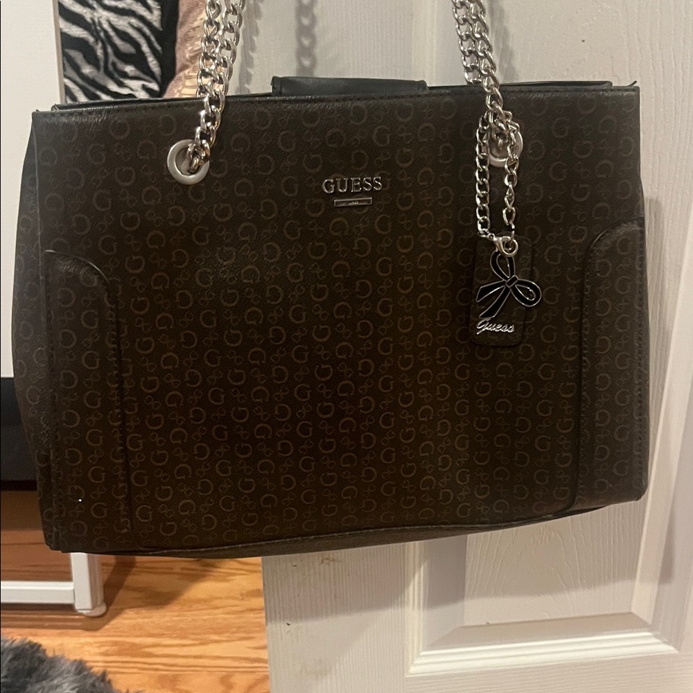 Guess Dark Brown Monogram Tote